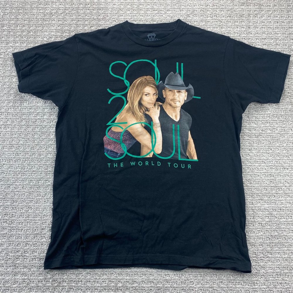 Tim McGraw Faith Hill Concert Shirt Men Large Black SOUL2SOUL Tour T-Shirt 2017